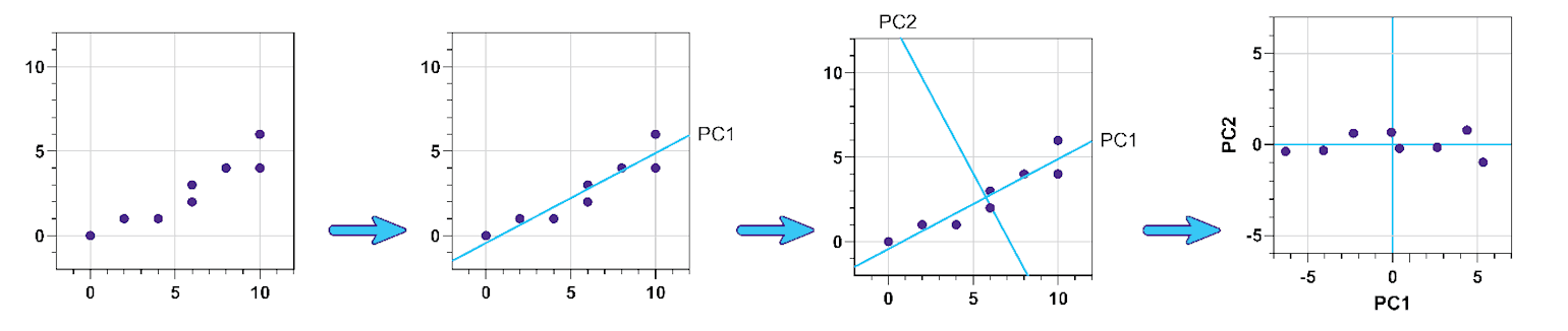 Principal Component Analysis two-dimensional visual example in GraphPad Prism